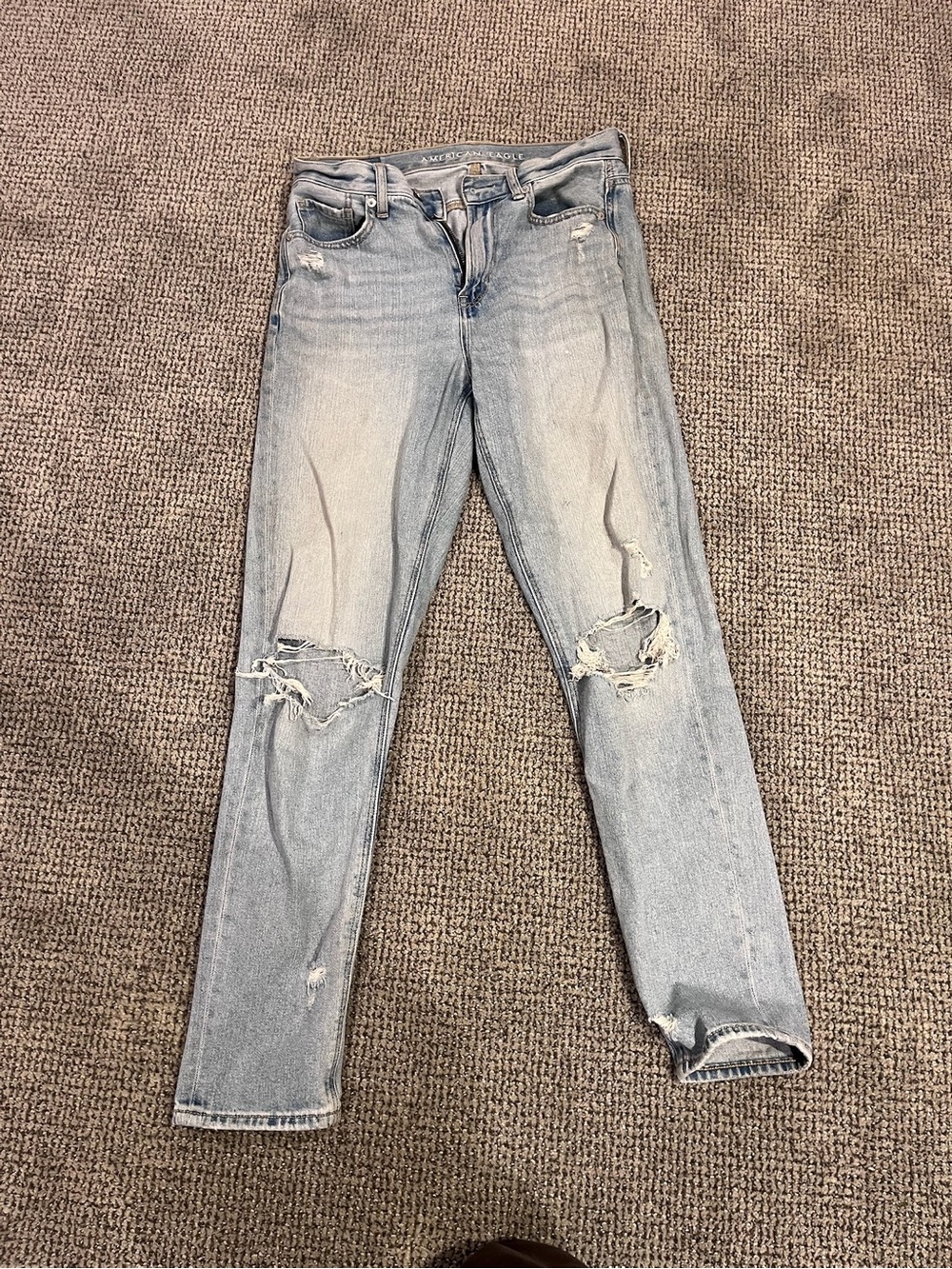 American Eagle Outfitters Light Blue Distressed Straight Leg Jeans